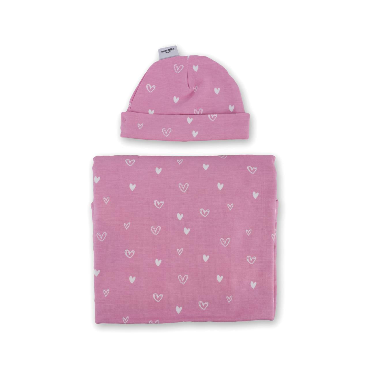 PINK HEART JERSEY SWADDLE MTM