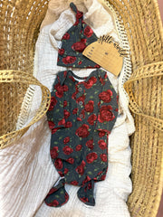 RED ROSE KNOTTED JERSEY GOWN MTM