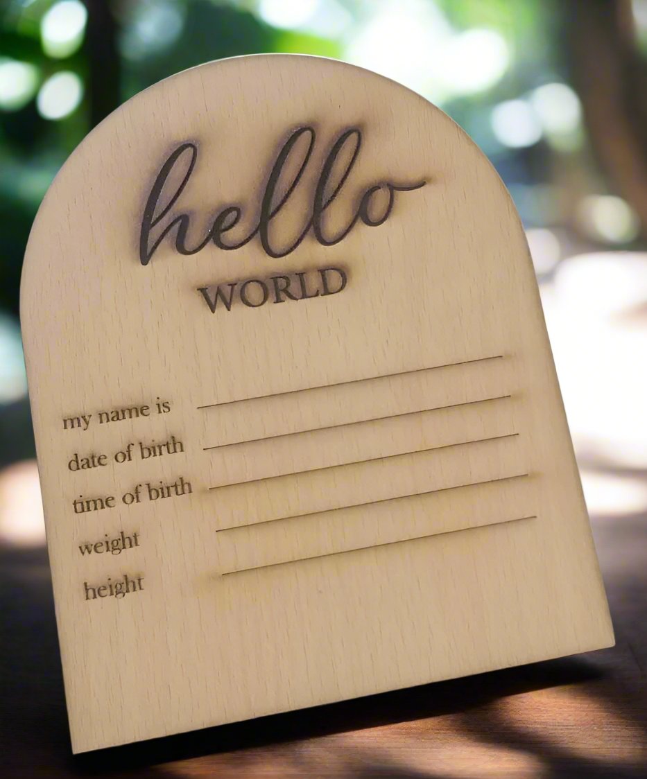 HELLO WORLD WOODEN PLAQUE MTM