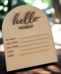 HELLO WORLD WOODEN PLAQUE