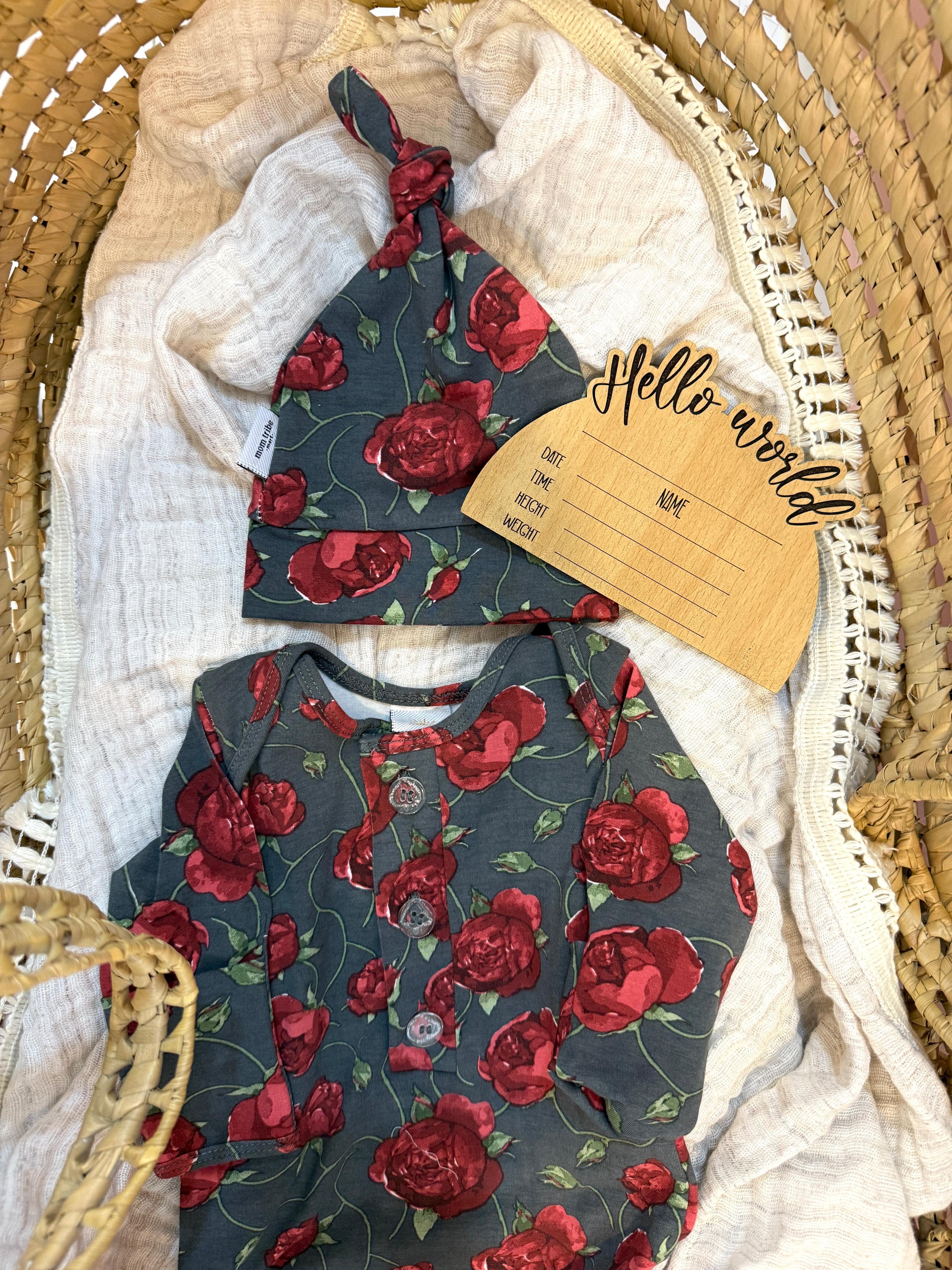 RED ROSE KNOTTED JERSEY GOWN